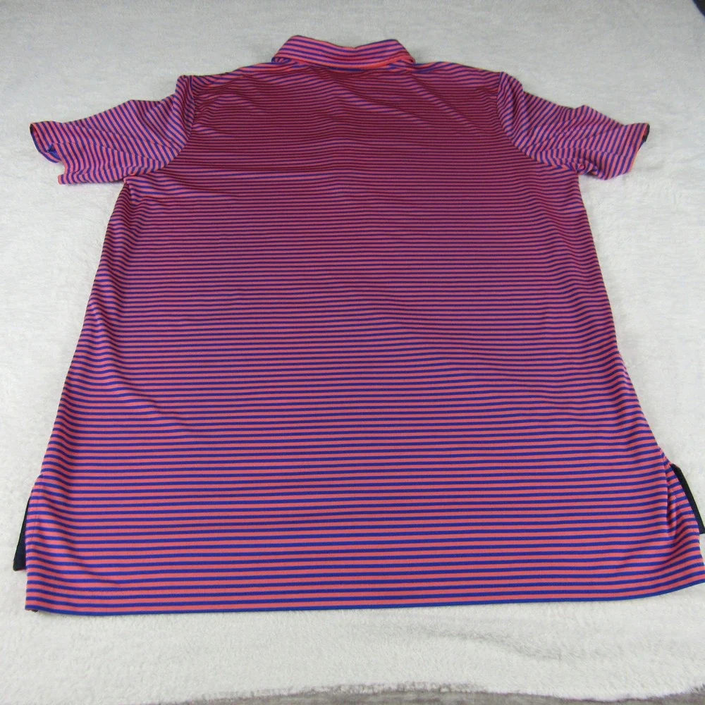 RLX Ralph Lauren Polo Shirt Mens Large Orange Blue Striped Golf‎ Top